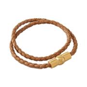 Iris Dobbelt Læderarmbånd, Teak