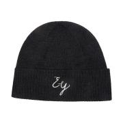 Broderet Uld Beanie Hat