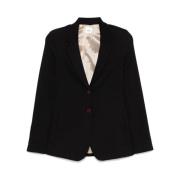 Sort Bomuldsblandet Twill Blazer