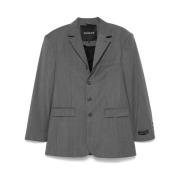 Slate Grey Blazer med Off-Center Knap