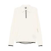 Hvid Half Zip Polo Skjorte