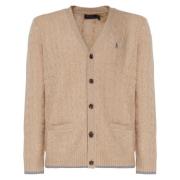 Brun Uld Cardigan V-Hals Sweater