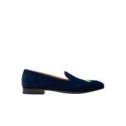 Jay Broderede Velour Slippers