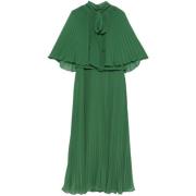 Grøn Chiffon Cape Midi Kjole