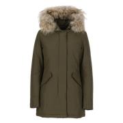 Grøn Tech Fabric Parka med Pels