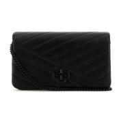 Sort læder Clutch Taske