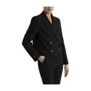 Viskose og bomuld dobbeltradet crop blazer