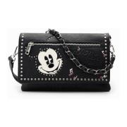 Sort Skuldertaske med Mickey Mouse Patch