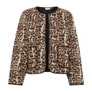 Quiltet Leopard Print Jakke