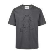 Grå bomuld jersey T-shirt med Lazy Garfield print