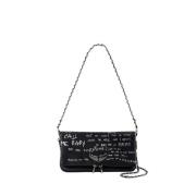 Graffiti Crossbody Taske - Sort Læder