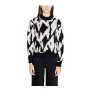 Sort Viskose Blandingsstrik Sweater