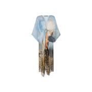 Maleri-Print Silke Kaftan V-Hals