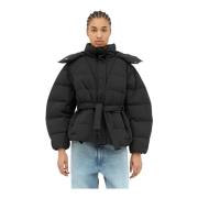 Seersucker Oversized Puffer Jacket med Logo