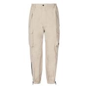 Beige Cargo Bukser med Elastisk Talje