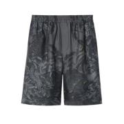 Blomster og Fauna Print Silke Shorts