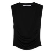 Ruched Tank Top i Sort