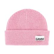 Pink Wool Blend Beanie Hat