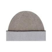 Ribbet Cashmere Beanie Hat med Turn-Up