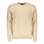 Beige Langærmet Sweater med Broderi