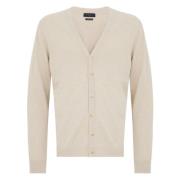 Beige Sweater med Front Button Lukning