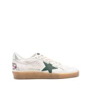 White Green Leather Sneakers Ball Star