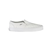 Sporty hvide slip-on sneakers med kontrastdetaljer