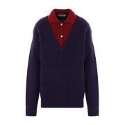 Blå Uld Mohair Polo Sweater