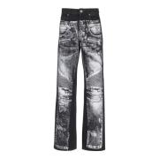 Løstsiddende denim jeans med en biker-print