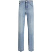 Blå High Waist 5-Lomme Jeans