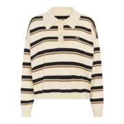 Stribet Polo Pullover Sweater