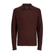 Ribstrikket Polo Langærmet Sweater