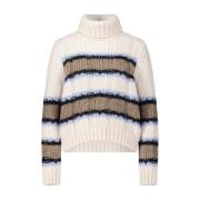 Stribet Alpaka Uld Turtleneck Sweater