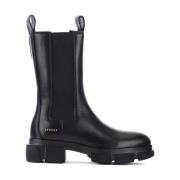 Sort læder Chunky Boot med 5cm hæl