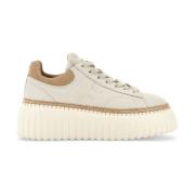 Beige Sneakers med Suede Paneler