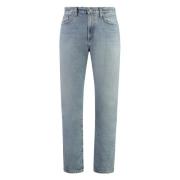 Tapered Fit Jeans med Metal Detaljer