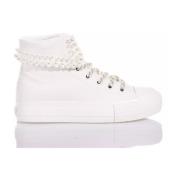 Perleudsmykkede Hvide Platform Sneakers