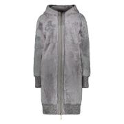 Shearling overcoat med strikkede indsatser