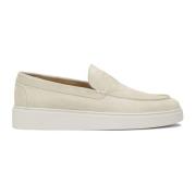 Beige ruskind slip-on sneakers