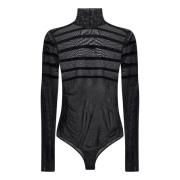 Stribet Sort Bodysuit Elegant Stil