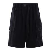 Sort Twill Elastik Talje Shorts