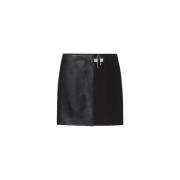 Padlock Embellished Panelled Mini Skirt