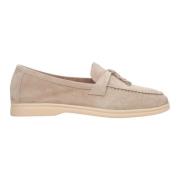 Beige Tassel Loafers til kvinder lavet af Velour