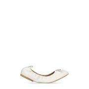 Ivory Læder Ballet Flats med Bue