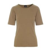 Ribstrikket bluse i Nutmeg Beige