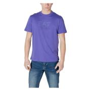 Lilla Ensfarvet Rund Hals T-shirt