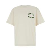 Hvid Crewneck T-shirt med Logo Broderi