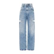 Blå Denim Jeans med Vintage Effekt