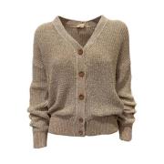 Glitrende V-hals Cardigan Tung Strik