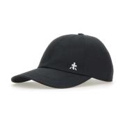 Sort Bomuld Baseball Hat med Broderi